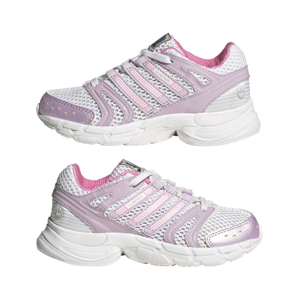 adidas Childrens Adistar Control 5 LED Elastic Lace - White / Ice Lavender / Bliss Pink