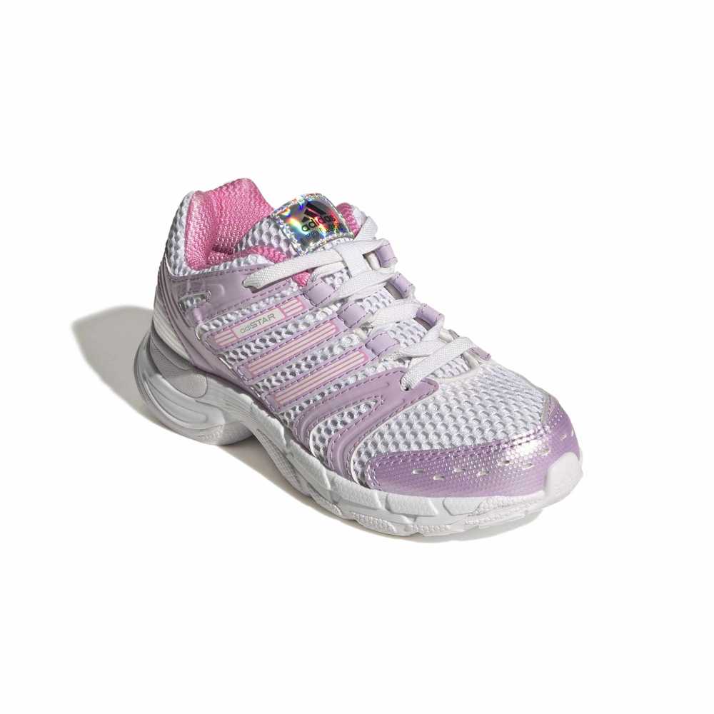 adidas Childrens Adistar Control 5 LED Elastic Lace - White / Ice Lavender / Bliss Pink