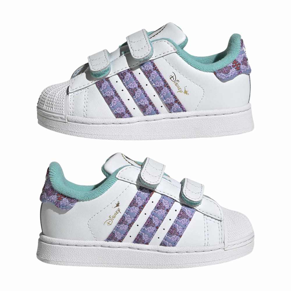 adidas Infants' Disney Princess Jasmine Superstar II Shoes - Cloud White / Gold Metallic
