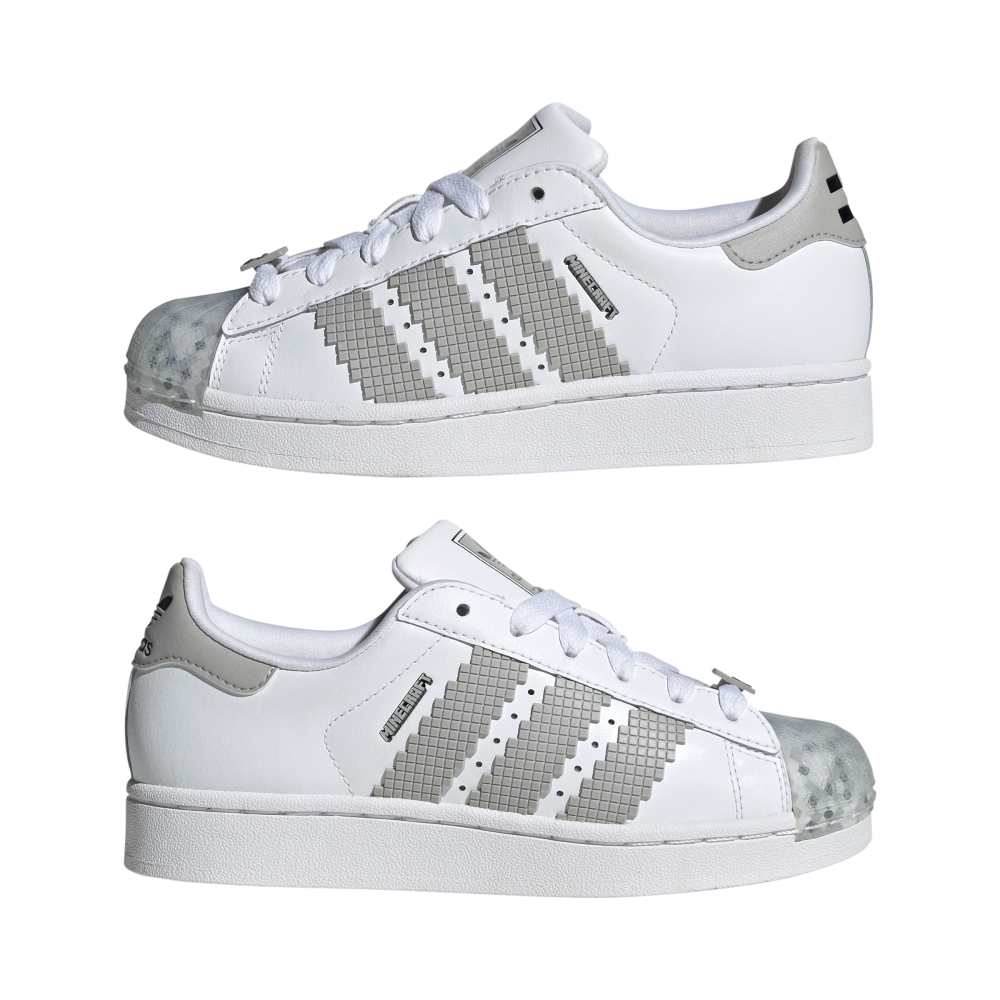 adidas Kids Superstar II X Minecraft Shoes - White / Grey / Black