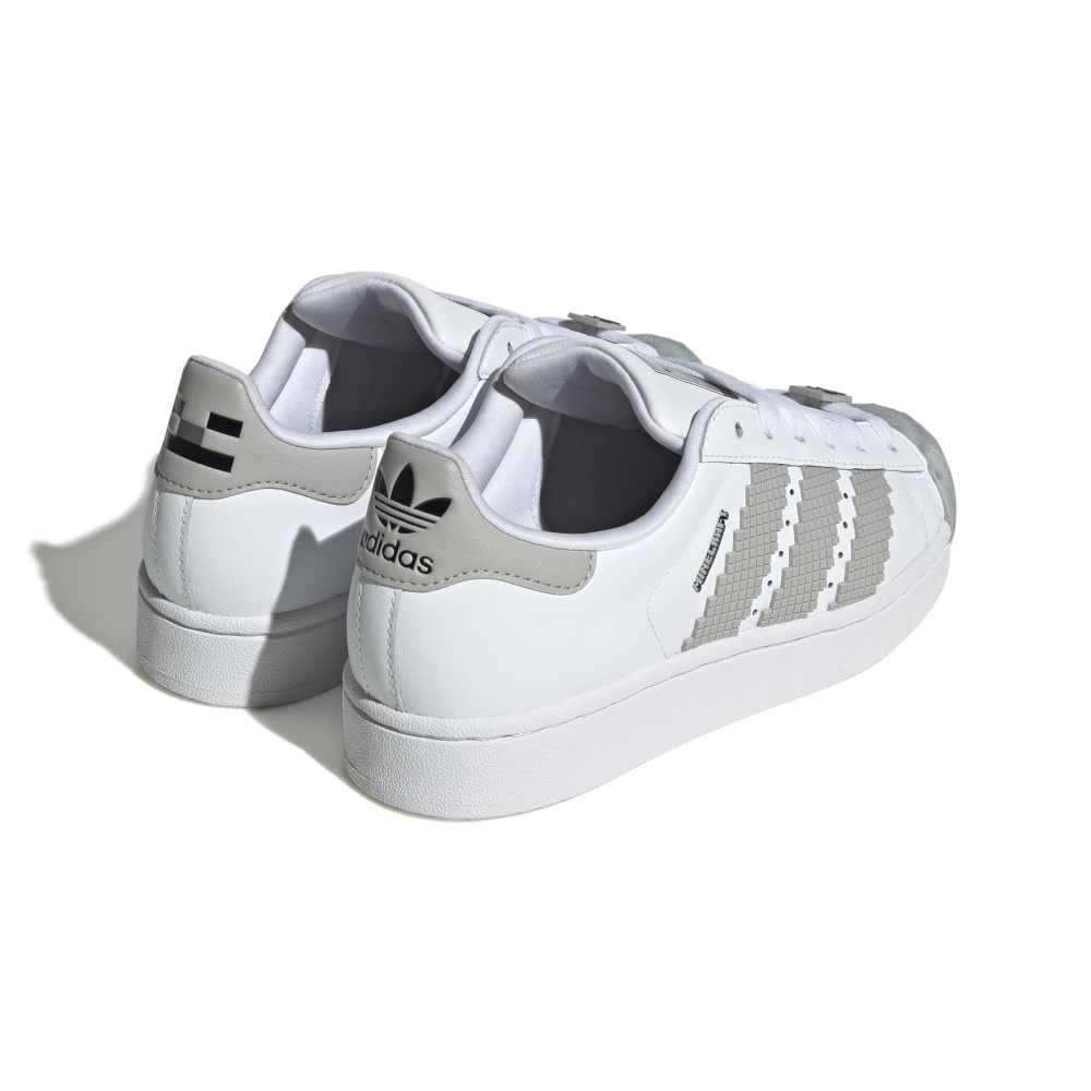 adidas Kids Superstar II X Minecraft Shoes - White / Grey / Black