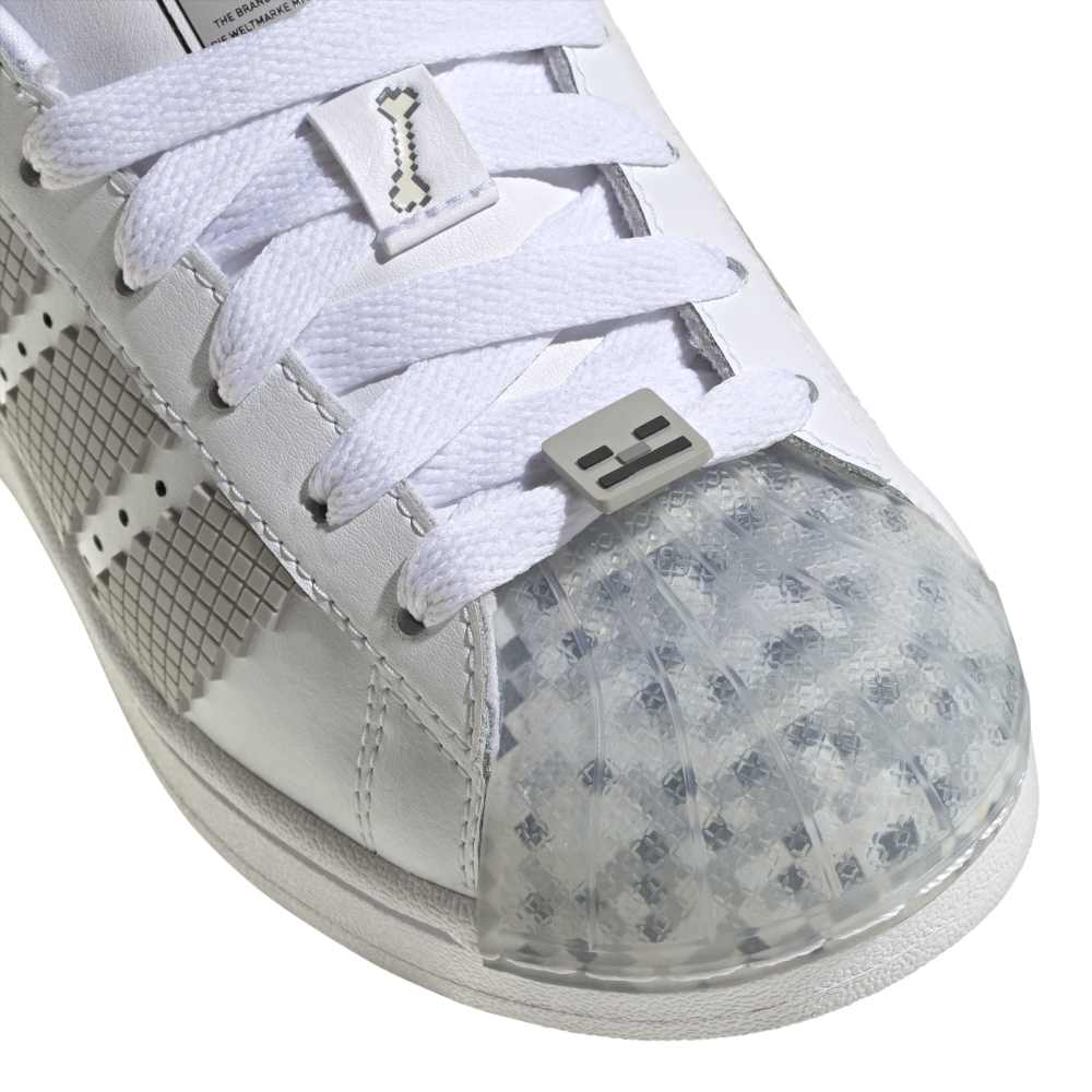 adidas Kids Superstar II X Minecraft Shoes - White / Grey / Black