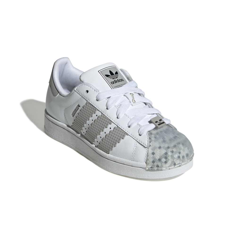 adidas Kids Superstar II X Minecraft Shoes - White / Grey / Black