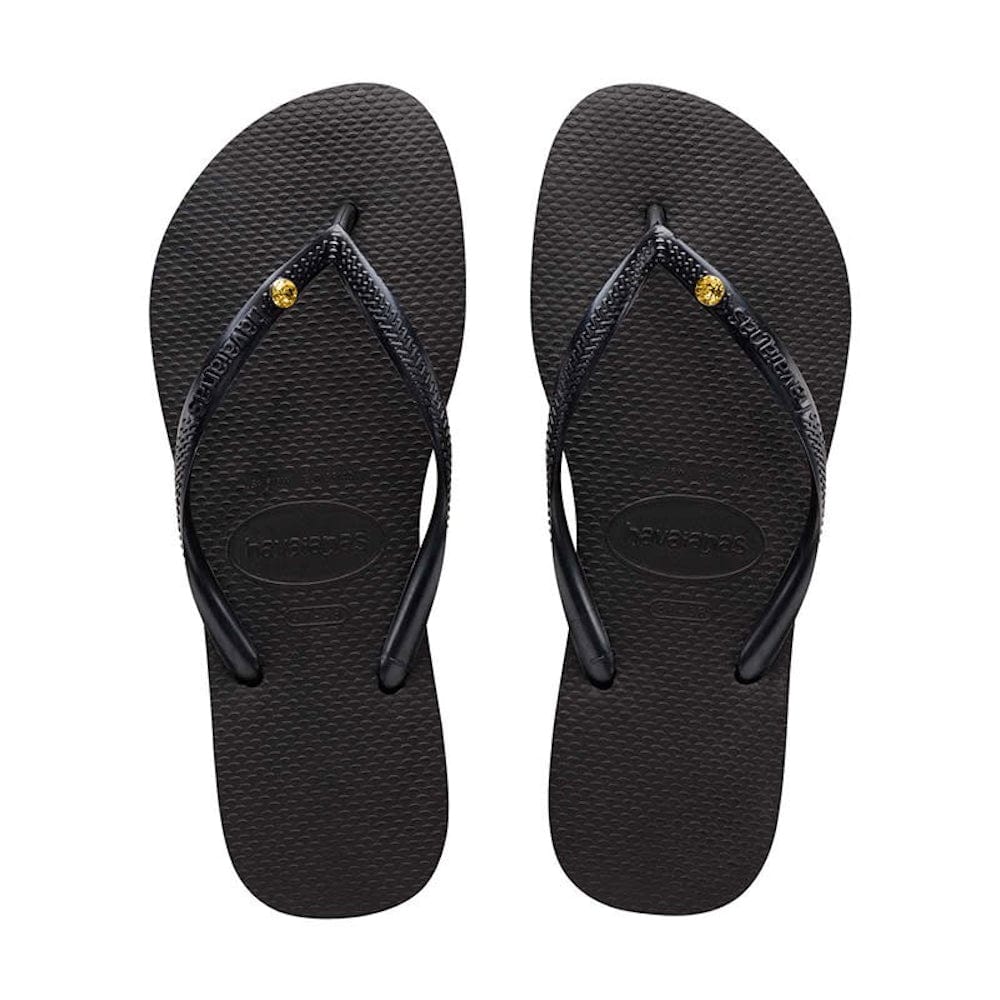 Havaianas Slim Coloured Crystal - Black / Sunflower Crystal
